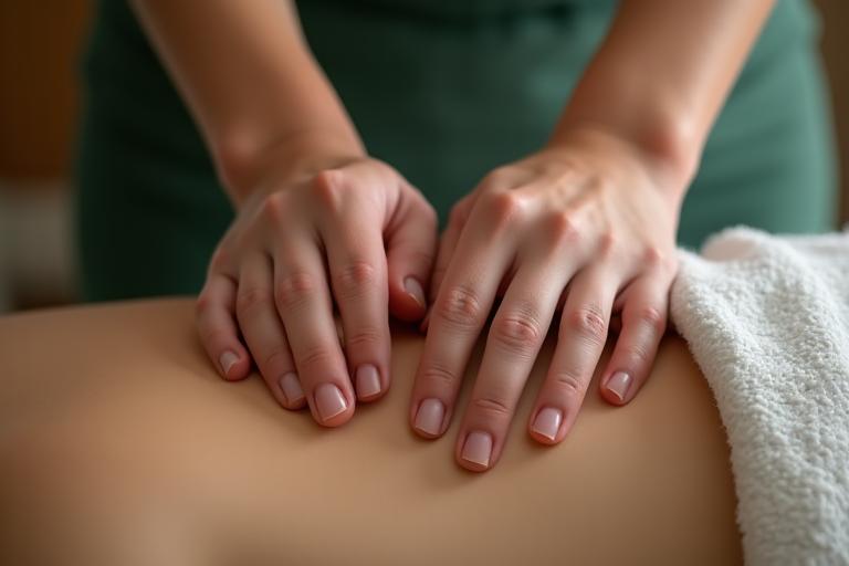 Eine Person erhält eine professionelle therapeutische Massage zur Schmerzbehandlung.